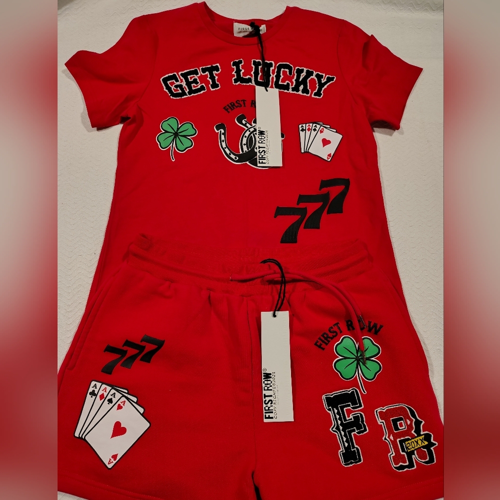 womens First Row Get Lucky Fleece Short Set. Size 2xl